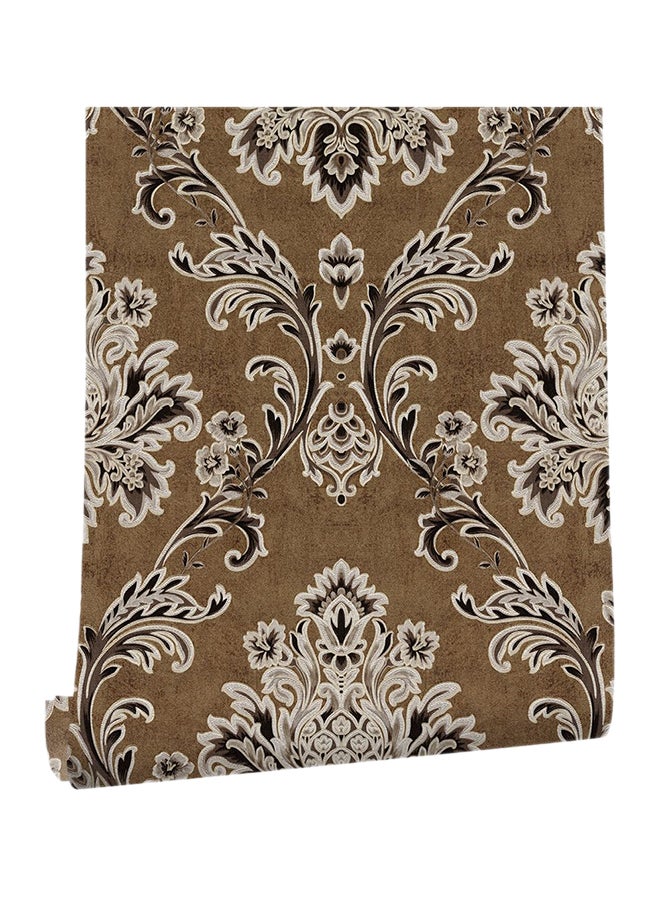 HAOKHOME Damask Pattern Self Adhesive Wallpaper Brown/Beige/Black 53centimeter  - Image 1