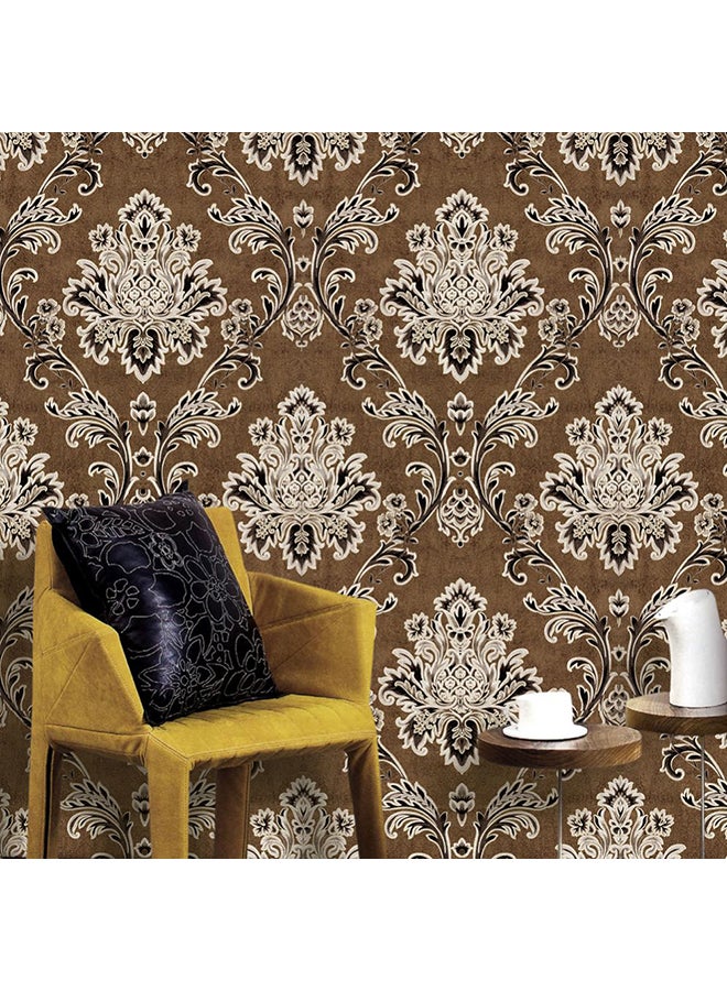 Damask Pattern Self Adhesive Wallpaper Brown/Beige/Black 53centimeter - v1584095684/N35580767A_2