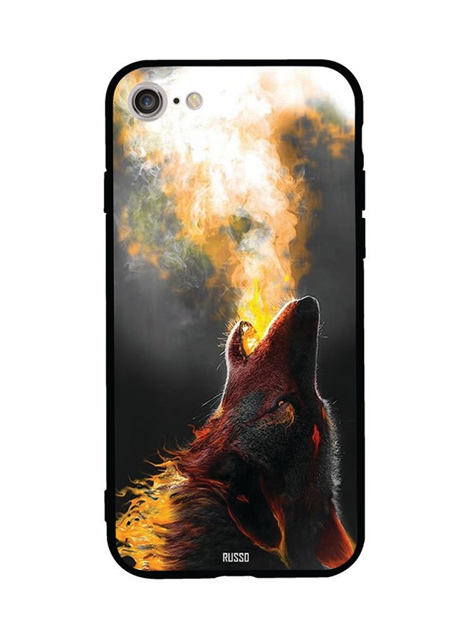 CIELITO Protective Case Cover For Apple iPhone 8 Roaring Wolf In Night