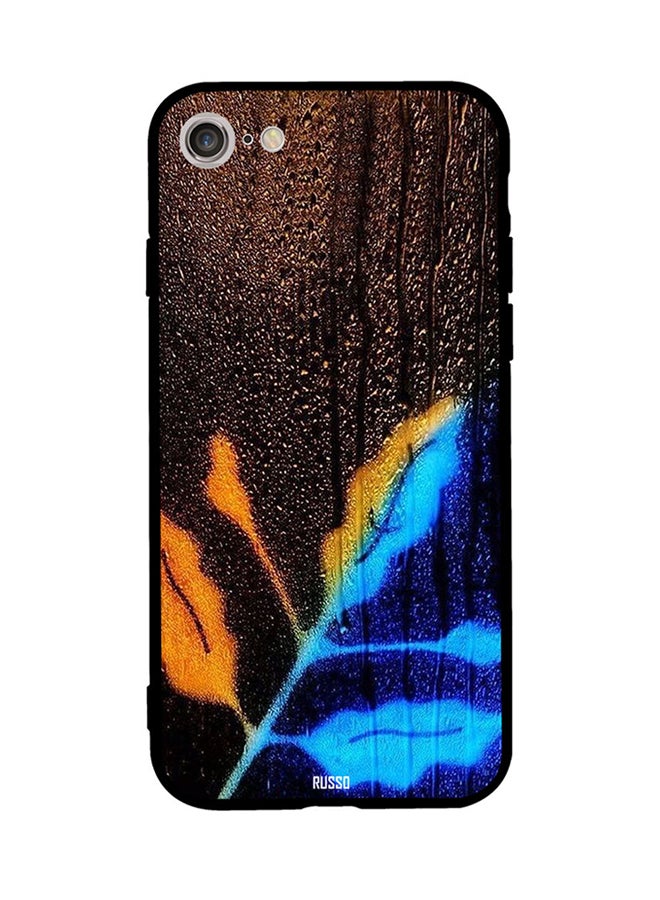 CIELITO Protective Case Cover For Apple iPhone 8 Rain On Glass And Lit Leaf