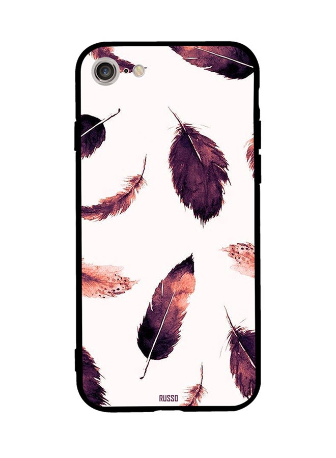 CIELITO Protective Case Cover For Apple iPhone 8 Feathers On White Background