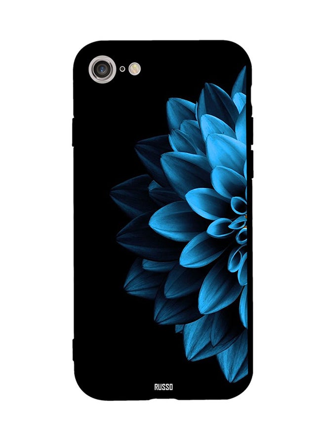 CIELITO Protective Case Cover For Apple iPhone 8 Blue Half Leaf Black Background