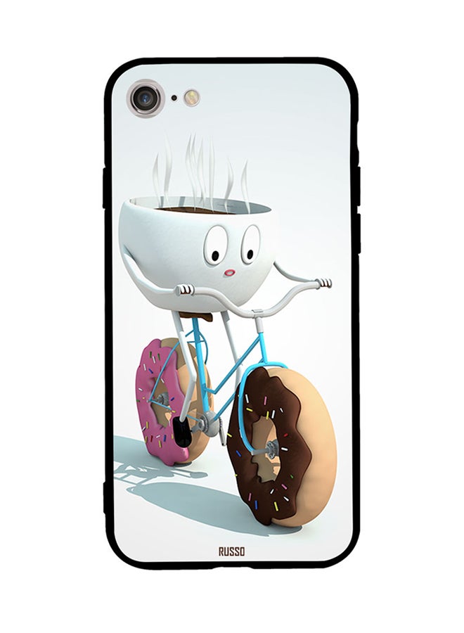 CIELITO Protective Case Cover For Apple iPhone 8 Coffee Riding Donut Bicycle