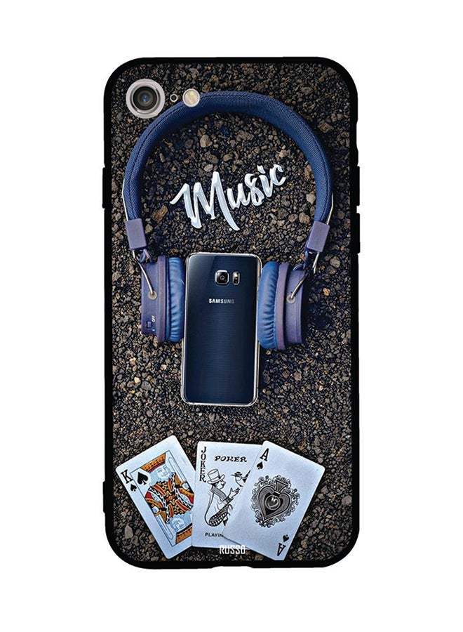 CIELITO Protective Case Cover For Apple iPhone 8 Phone Headphones Playing Cards Music