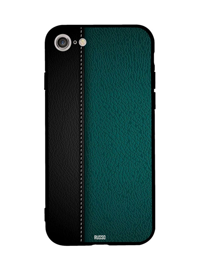 CIELITO Protective Case Cover For Apple iPhone 8 Black And Green Leather Pattern