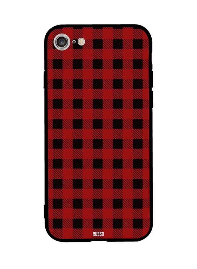 CIELITO Protective Case Cover For Apple iPhone 8 Checks Red And Black Pattern