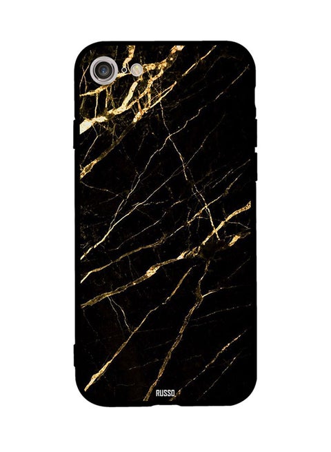 Protective Case Cover For Apple iPhone 8 Marble Filled With Gold Cracks Pattern