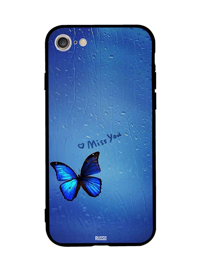 CIELITO Protective Case Cover For Apple iPhone 8 Blue Butterfly Miss You