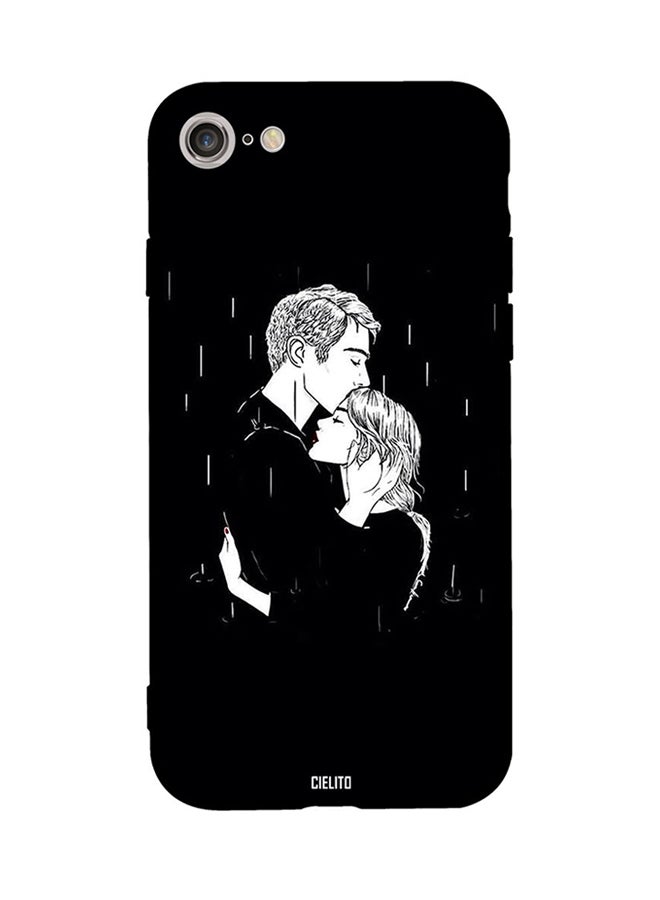RUSSO Protective Case Cover For Apple iPhone 8 Couple Standing In Rain Kissing Forehead 
