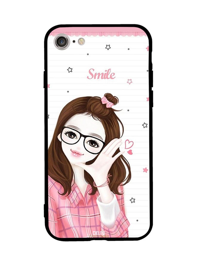RUSSO Protective Case Cover For Apple iPhone 8 Girl Smile Pink Shirt