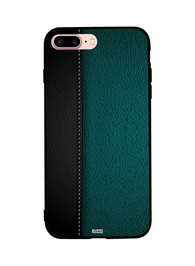RUSSO Skin Case Cover -for Apple iPhone 8 Plus Cover Black and Green Leather Pattern Cover Black and Green Leather Pattern 