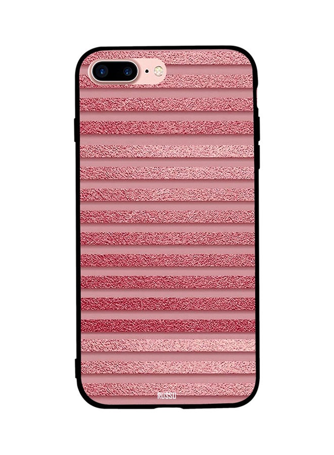 RUSSO Skin Case Cover -for Apple iPhone 8 Plus Cover Pink Grid Lines Pattern Cover Pink Grid Lines Pattern 