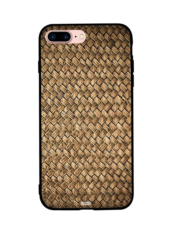 RUSSO Skin Case Cover -for Apple iPhone 8 Plus Cover Brown Wood Mat Pattern Cover Brown Wood Mat Pattern 