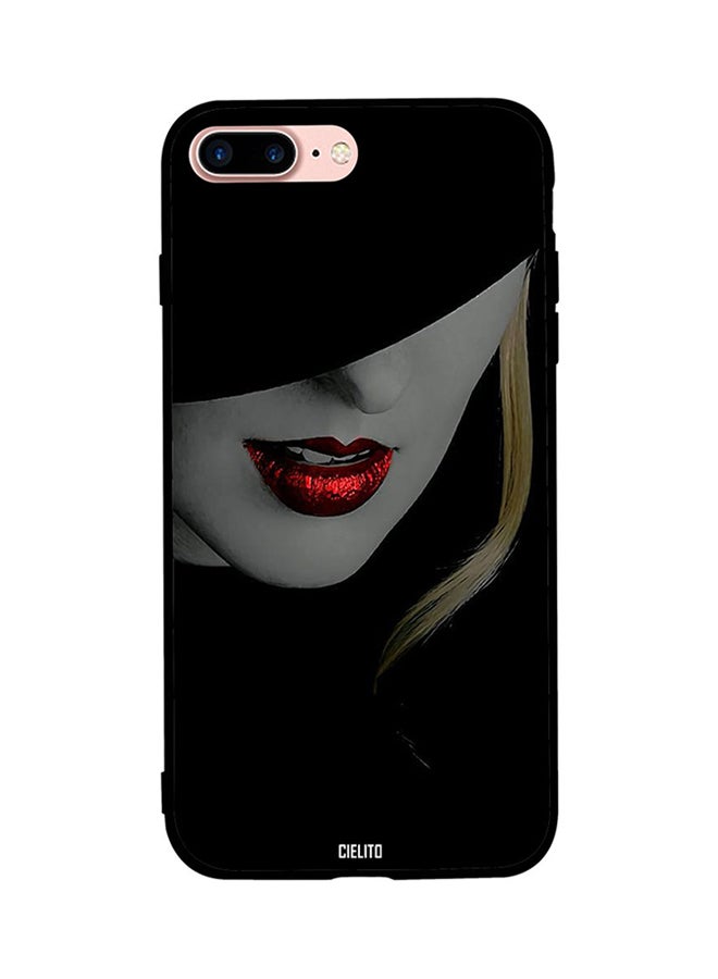 CIELITO Skin Case Cover -for Apple iPhone 8 Plus Cover Black and Red Girl Cover Black and Red Girl