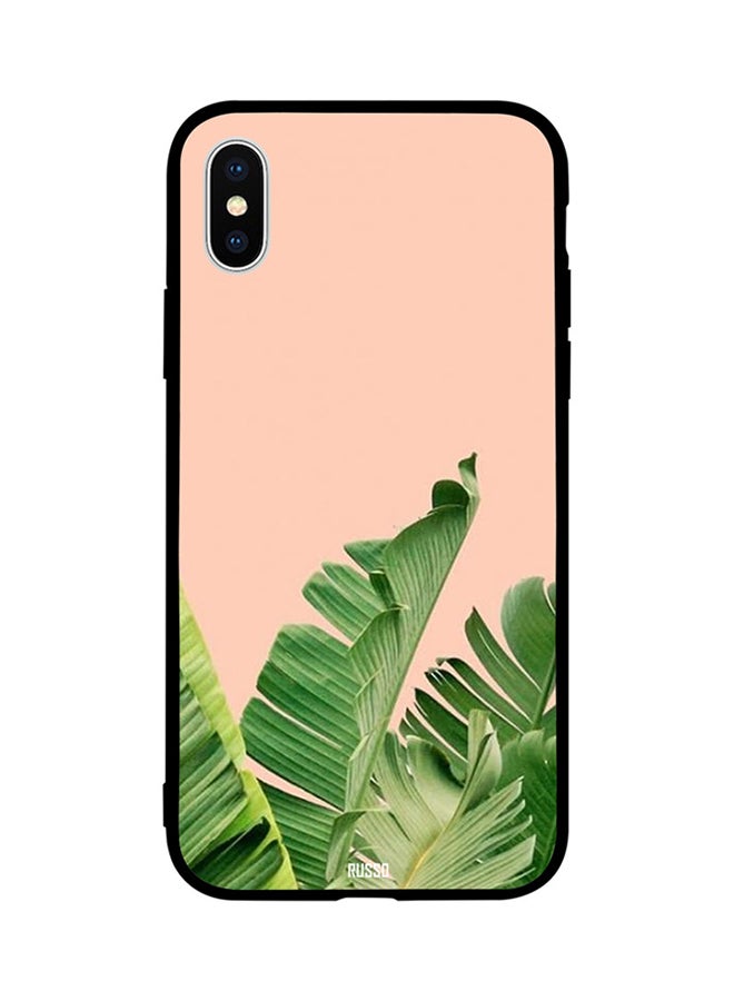 CIELITO Protective Case Cover For Apple iPhone XS Banana Leaf on Pink Background