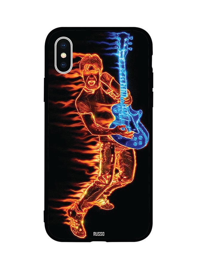 CIELITO Protective Case Cover For Apple iPhone XS Flaming Boy Playing Guitar