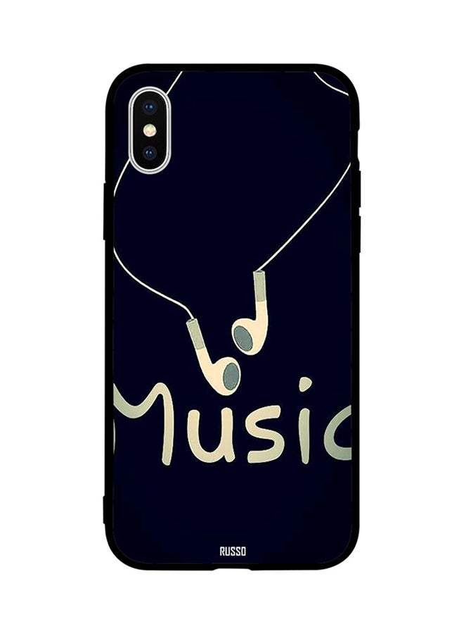 سيليتو غطاء حماية واقٍ لهاتف أبل آيفون XS بطبعة رسمة سماعات أذن تحمل كلمة "Music"