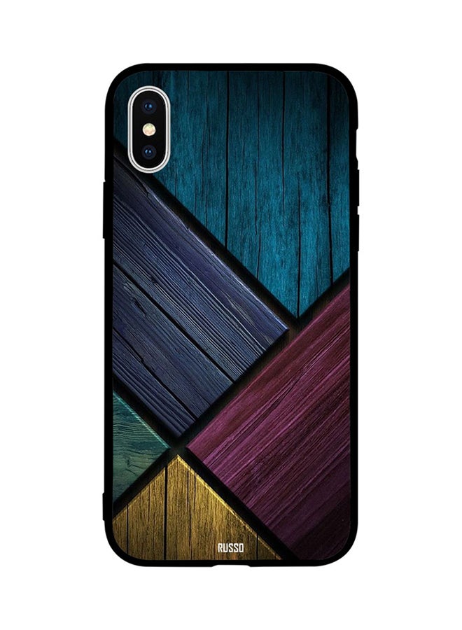 CIELITO Protective Case Cover For Apple iPhone XS Cross Wood Art Pattern