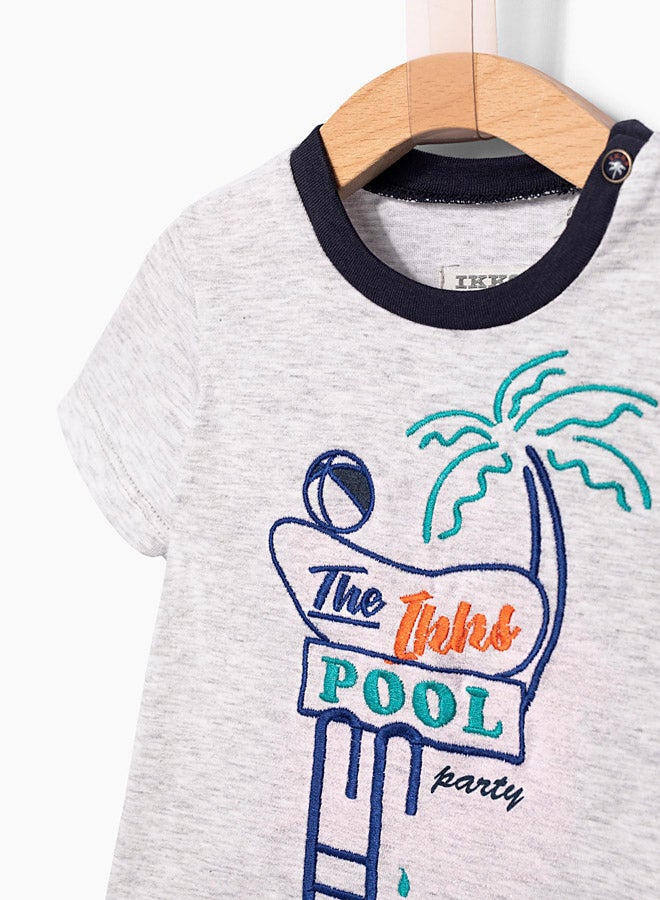 IKKS Contrast Neck T-Shirt Grey - Image 3