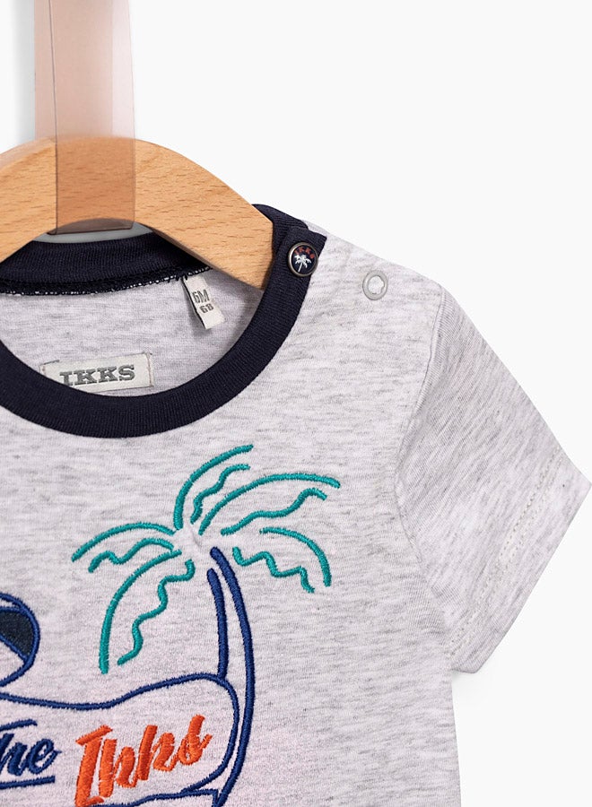 IKKS Contrast Neck T-Shirt Grey - Image 4