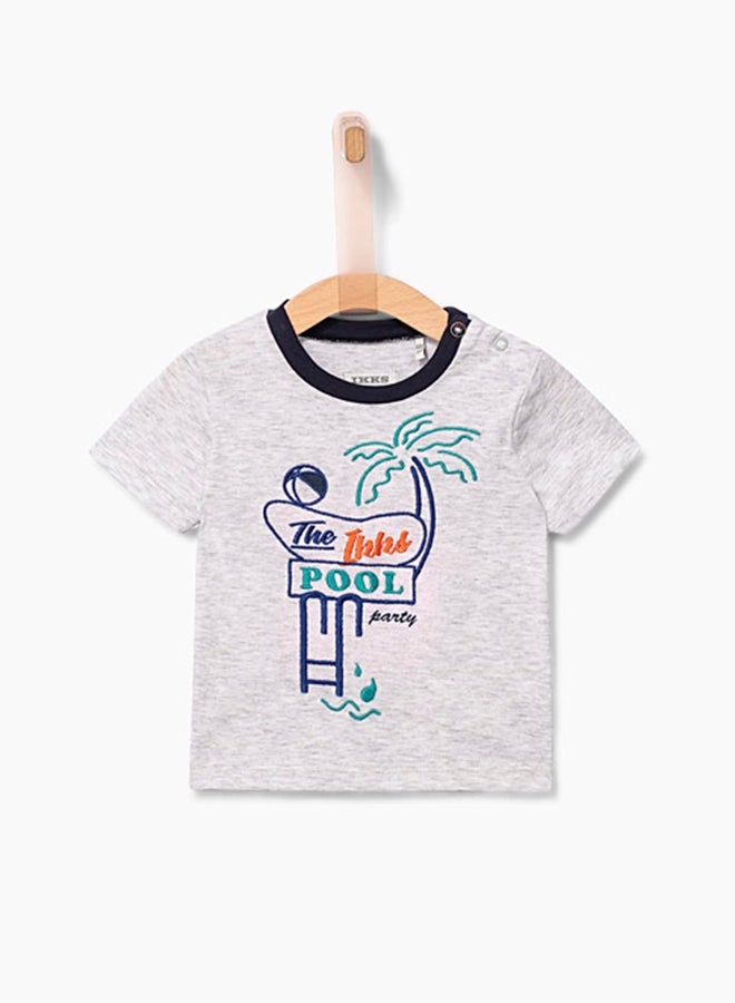 IKKS Contrast Neck T-Shirt Grey - Image 1