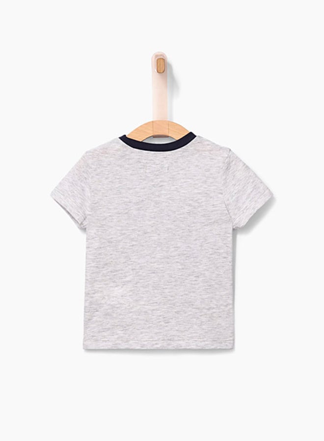 IKKS Contrast Neck T-Shirt Grey - Image 2