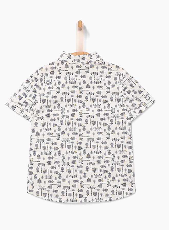 IKKS Printed Short Sleeve Shirt Off-White - Image 2