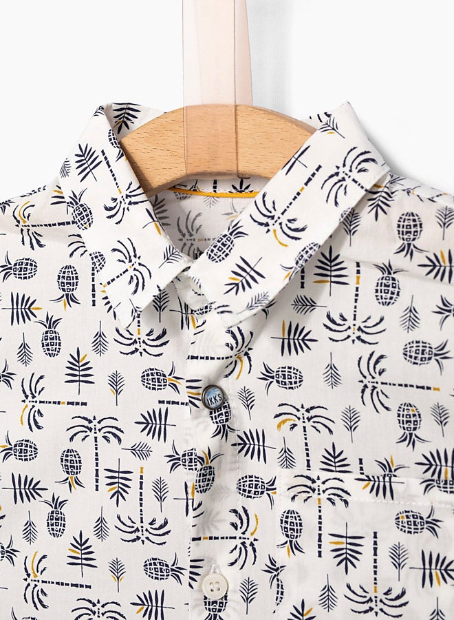IKKS Printed Short Sleeve Shirt Off-White - Image 3
