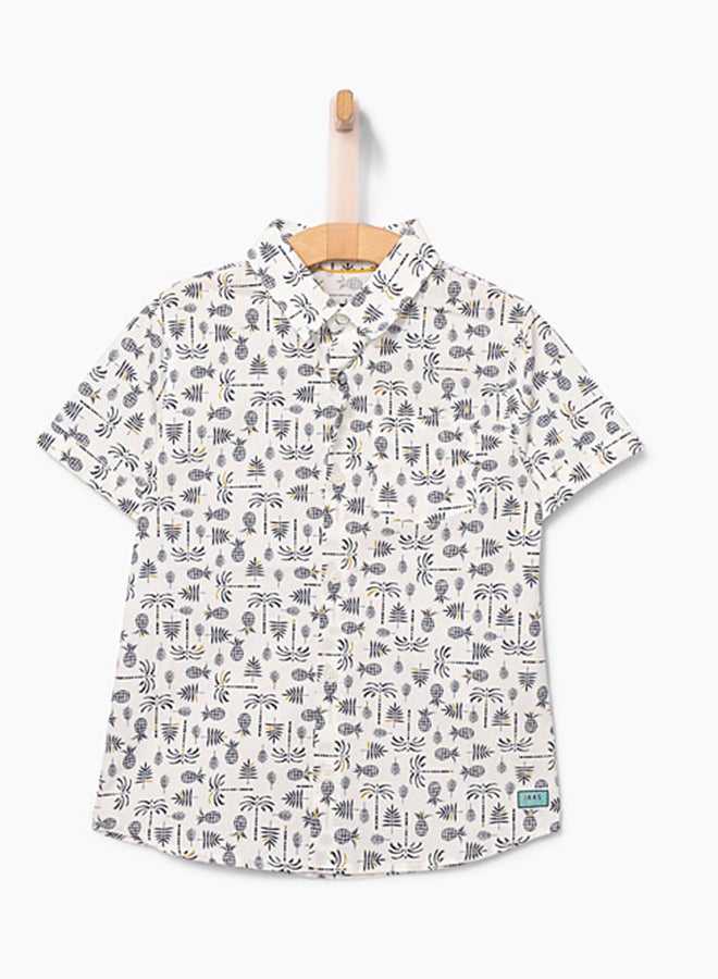 IKKS Printed Short Sleeve Shirt Off-White - Image 1