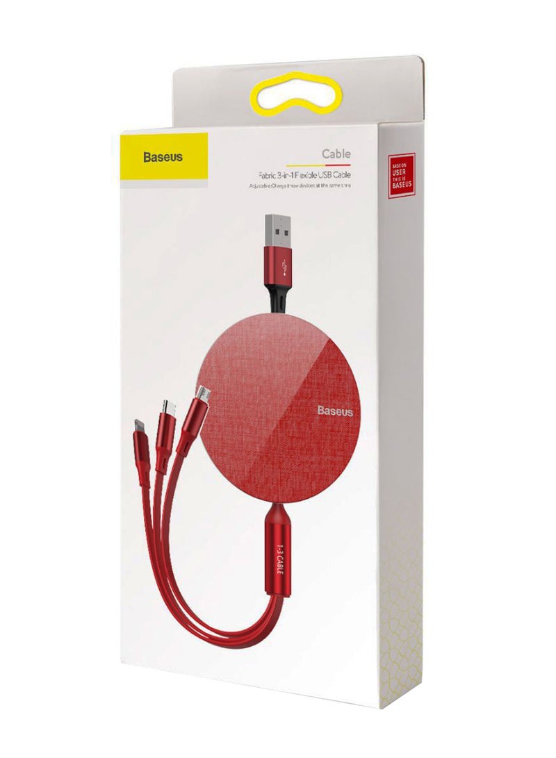 3-In-1 Data Sync And Charging Cable Red