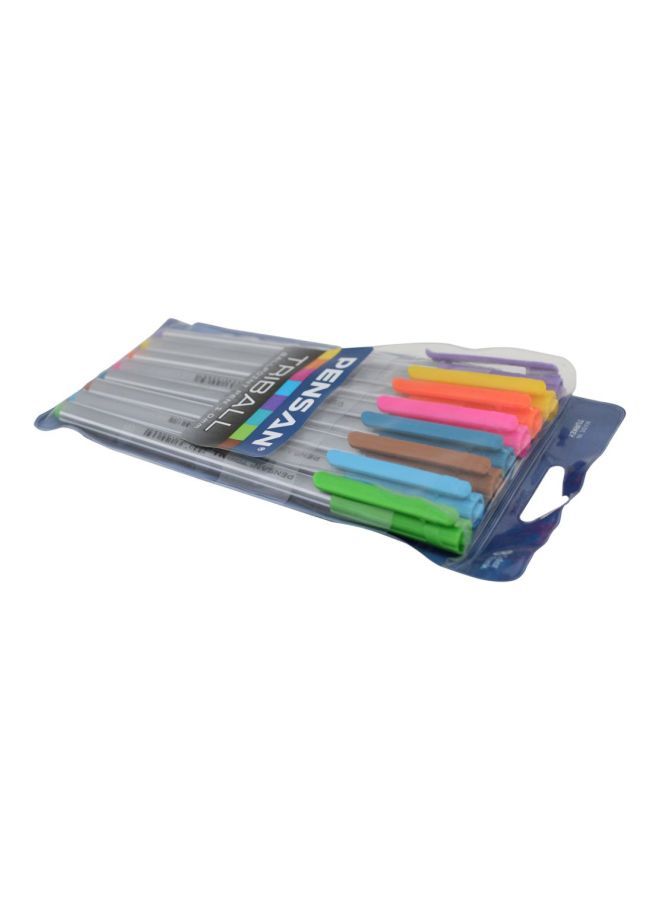 Pensan Set Of 8 Triball Ballpoint Pen Blue/Brown/Pink - Image 3