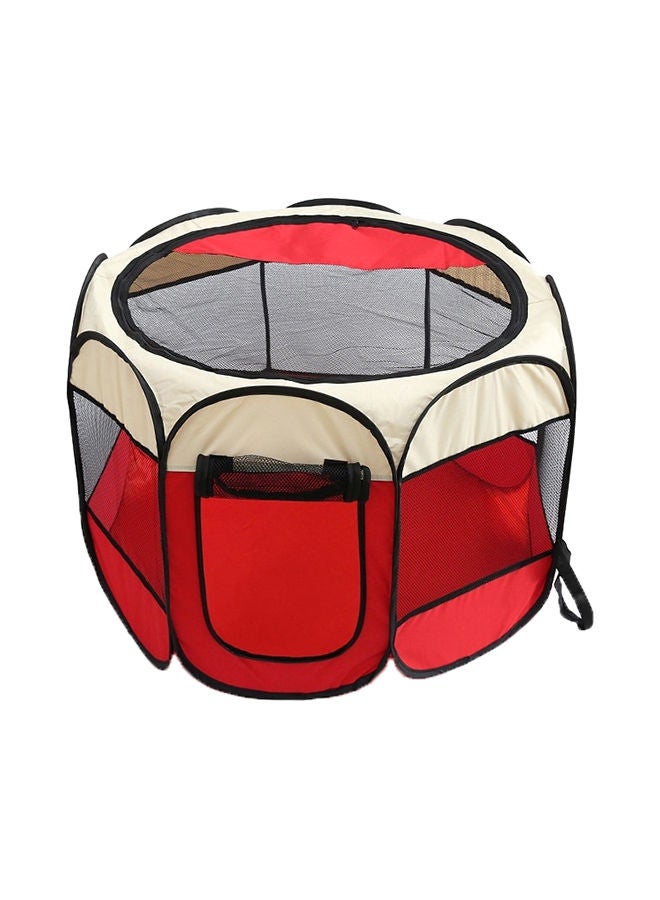 Outdoor Foldable Pet Kennel Fence Playpen Red/White 45cm - Image 1