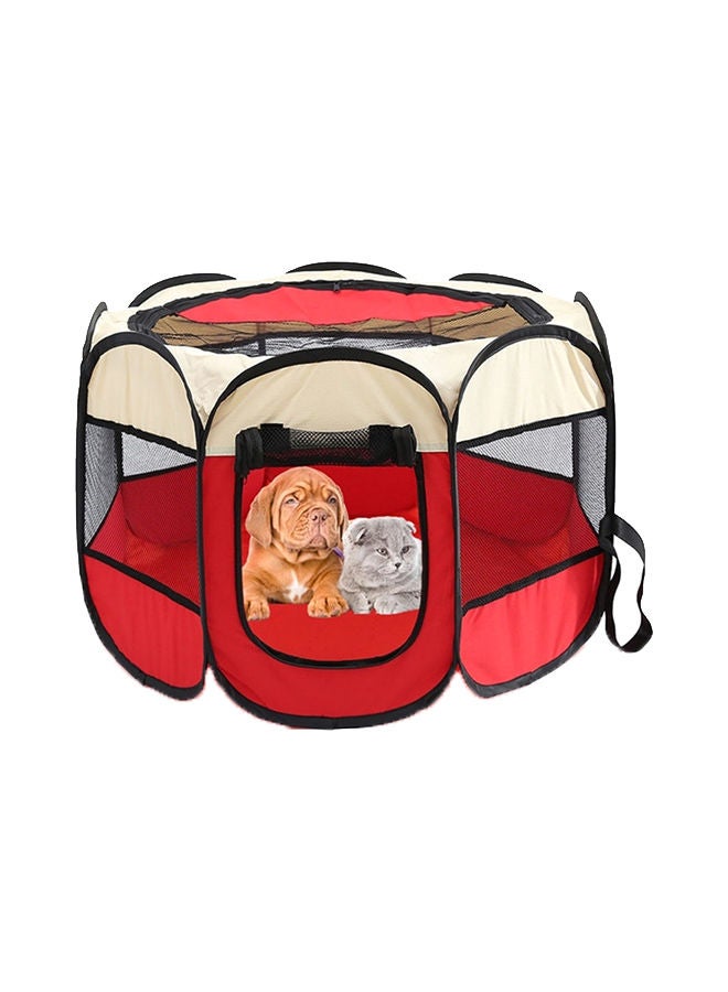 Outdoor Foldable Pet Kennel Fence Playpen Red/White 45cm - Image 2