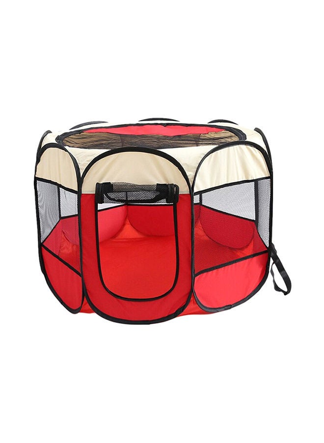Outdoor Foldable Pet Kennel Fence Playpen Red/White 45cm - Image 4