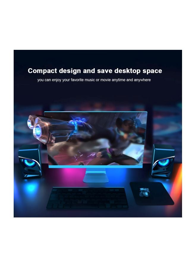 ماركة غير محددة - مكبر صوت مكتبي بمنفذ USB 2.1 طراز V128 الأسود / الأزرق - Image 1