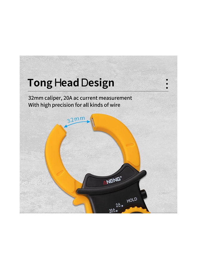 ANENG Digital Clamp Handheld Multimeter Black/Yellow  - Image 4