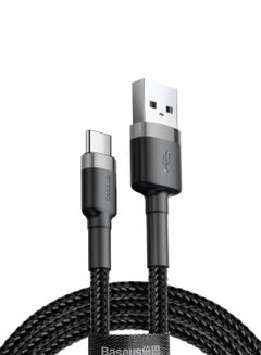 Baseus USB C Cable 2A Fast Charging Cable Nylon Braided Cafule Series - 3M USB Type C Charger Compatible for Samsung S21 S20 S9 Note 20 10 Huawei P30 P20 Lite Mate 20 Pro P20 LG G5 G6 Xiaomi Mi 11 Ultra A2 etc. Gray/Black  - Image 1