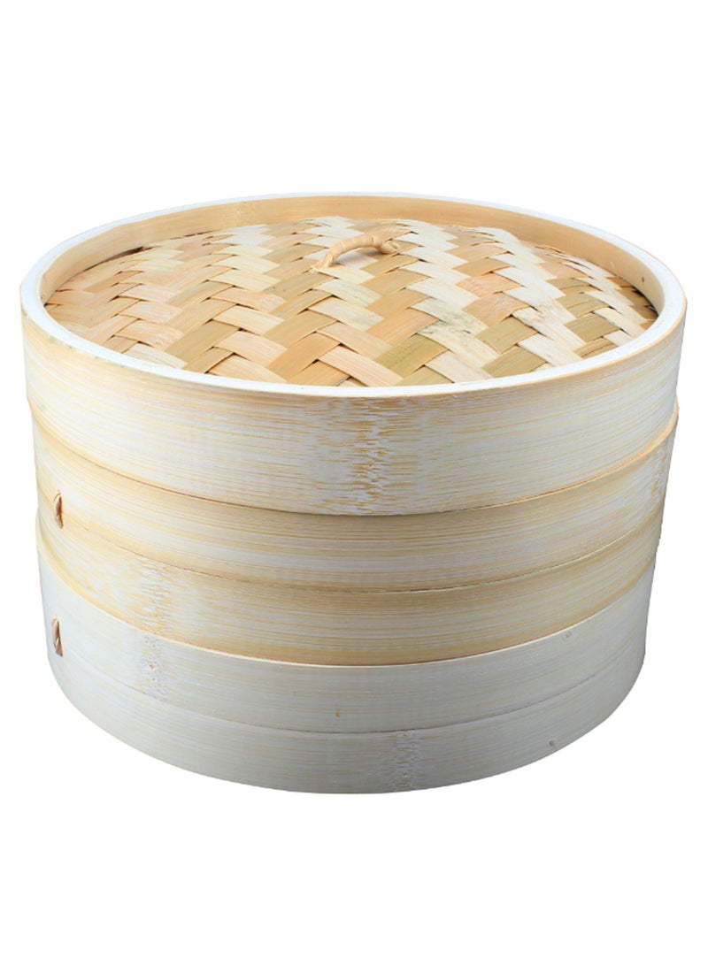 Home 2-Layer Bamboo Steamer Beige 25cm 