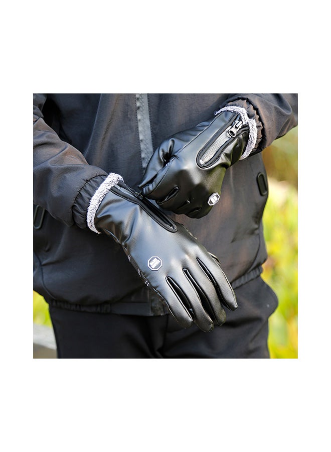 kyncilor Full Finger Leather Warm-Keeping Cold Weather Windproof Cycling Gloves 25 X 17cm  - Image 2