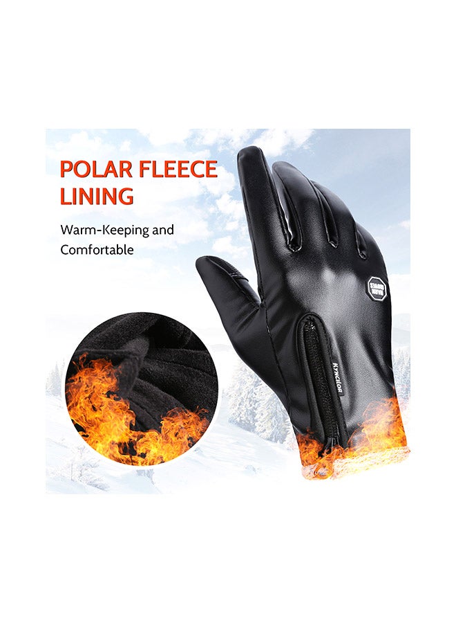 kyncilor Full Finger Leather Warm-Keeping Cold Weather Windproof Cycling Gloves 25 X 17cm  - Image 4