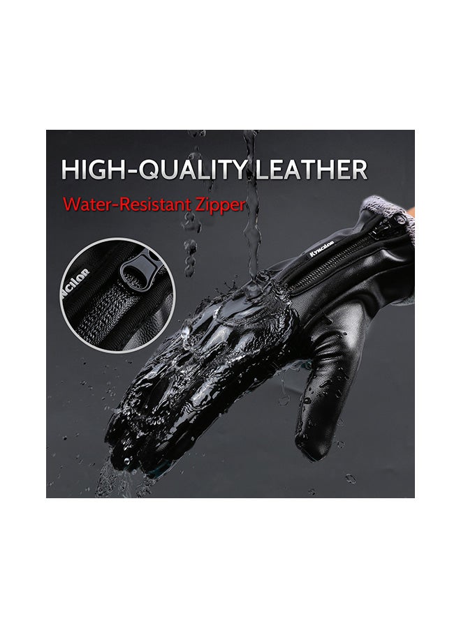 kyncilor Full Finger Leather Warm-Keeping Cold Weather Windproof Cycling Gloves 25 X 17cm  - Image 5