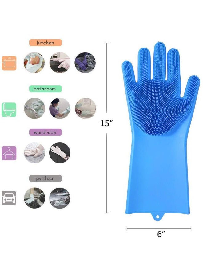 Generic - Pair Of Dishwashing Silicone Gloves Blue - Image 1
