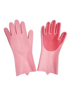 Pair Of Dishwashing Silicone Gloves Coral Pink