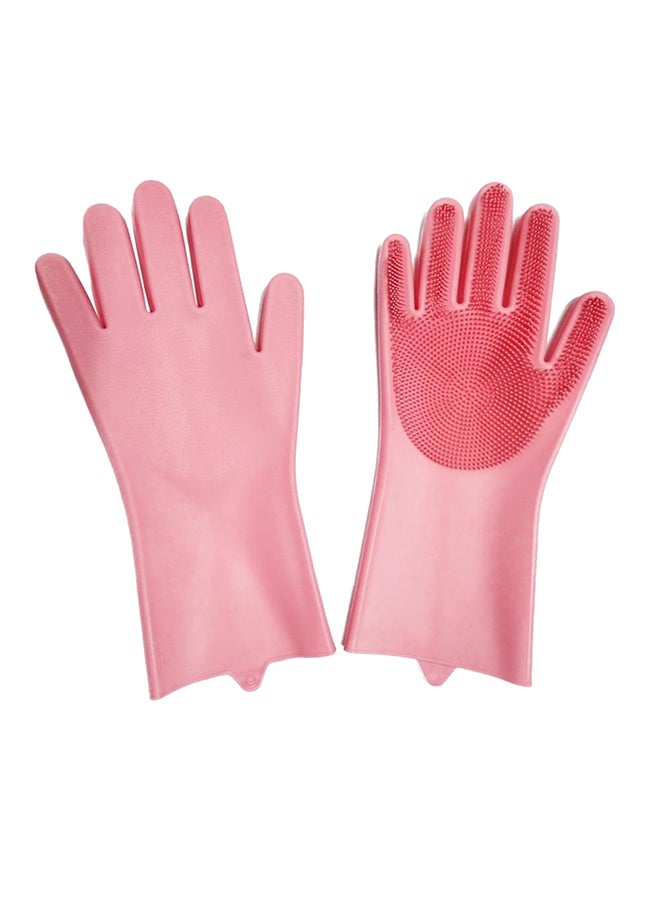 Generic - Pair Of Dishwashing Silicone Gloves Coral Pink - Image 1