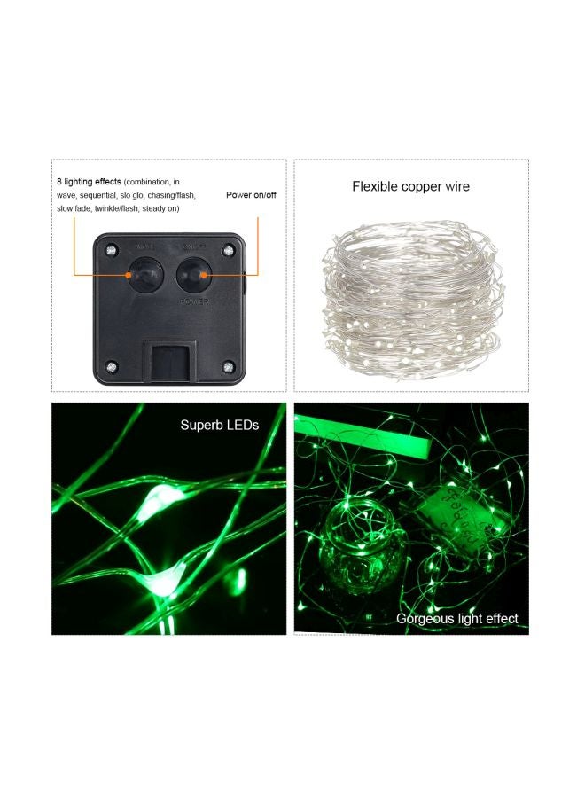 شريط إضاءة LED بسلك نحاسي بتصميم فانوس يعمل بالطاقة الشمسية أخضر 12 x7 x7سم - Image 4