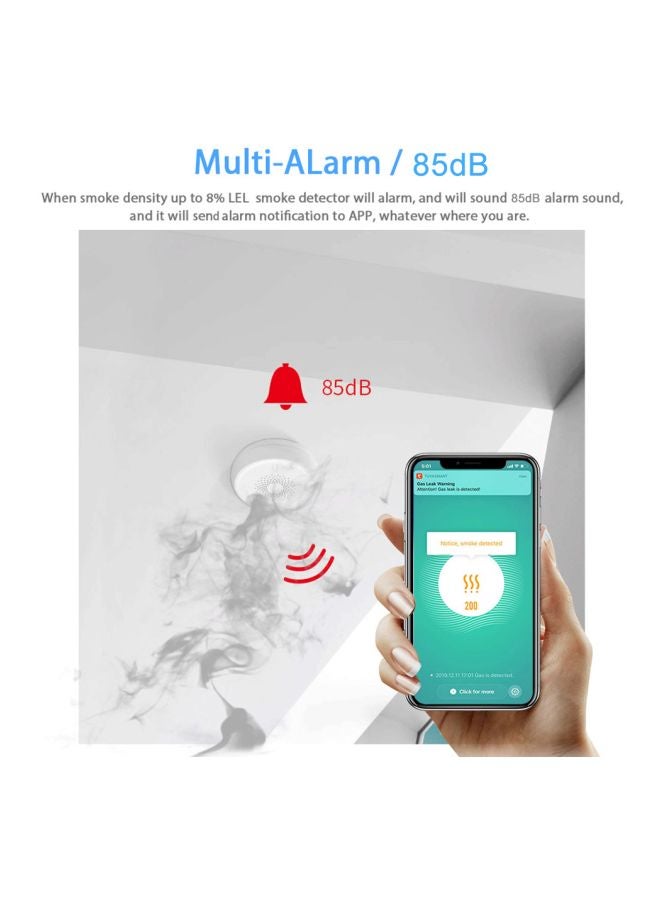 Generic - Wi-Fi Smoke Detector Sensor Security System White - Image 1