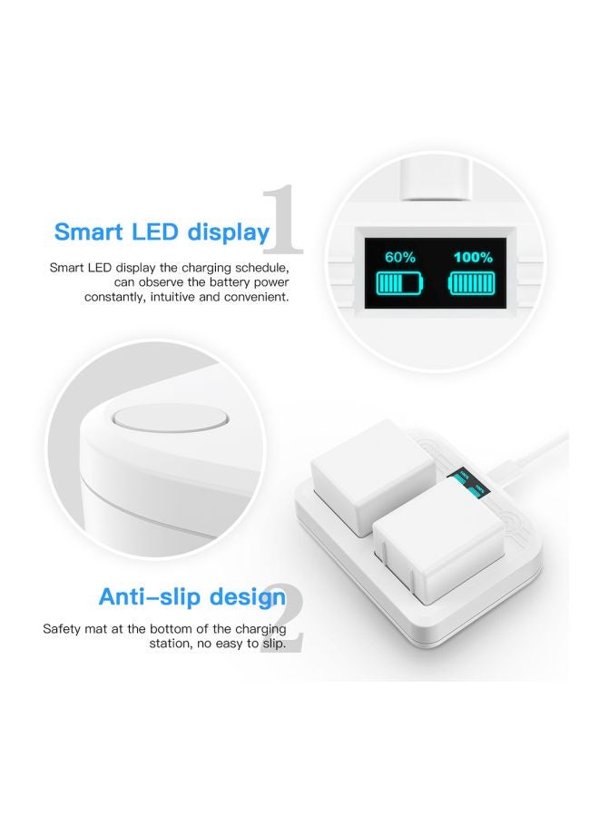 قاعدة شحن بطارية مزدوجة مع شاشة LED أبيض - Image 2