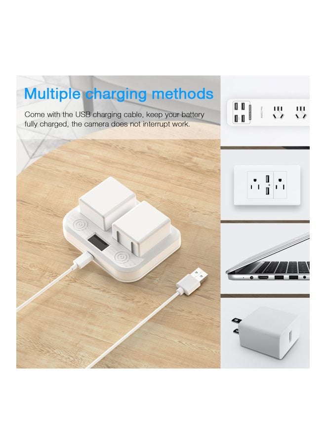 قاعدة شحن بطارية مزدوجة مع شاشة LED أبيض - Image 5