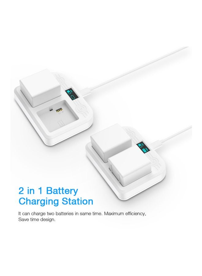 قاعدة شحن بطارية مزدوجة مع شاشة LED أبيض - Image 4