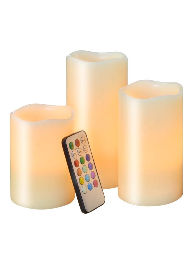 Cool Baby 3-Piece Candle Light Set With Remote Control Beige/White 7.5 x 10cm - Image 1